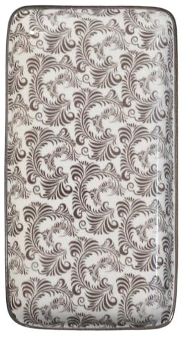 Chic Antique Assiette de service avec motif Arés Porcelaine – Assiettes rectangulaires pour sushi, dessert, snack, apéritif Micro-ondes et lave-vaisselle – 20,5 x 11 cm Moka