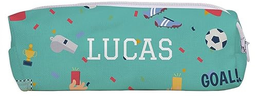 Wanapix | Personalisierte Schulmäppchen mit Name | Federmäppchen für Schule | Originelles Mäppchen für Kinder | 20x6 cm | Fußball