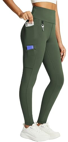 baleaf Damen Fleece gefütterte Leggings Wasserabweisend Hohe Taille Wanderleggings Thermo Leggings Fahrradhose Laufhose mit Reißverschlusstaschen