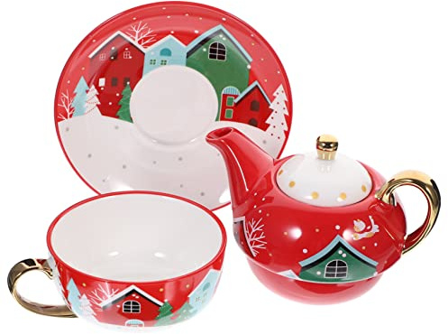BESTonZON 1 Juego Juego De Té De Olla De Navidad Taza De Bebida De Navidad Tetera De Navidad Tetera China Navidad Tetera De Porcelana Juego De Tazas Taza De Té Cerámica Taza De Agua Oficina