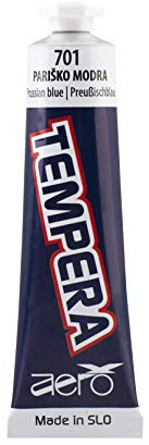 AERO Tempera Einzelfarben, 12 Tuben á 7,5ml, ungiftig, leuchtende und intensive Farben, hochpigmentiert, mit Wasser vermalbar, geeignet für zahlreiche Maltechniken, Preußischblau