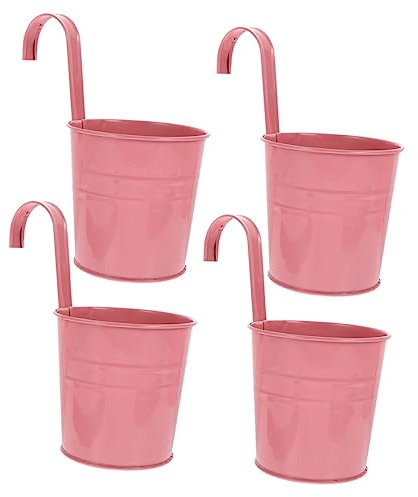 Sosoport 4 Piezas Cubo Colgante De Flores De Hojalata Macetas Exterior Grandes Plantador De Plantas De Jardín Macetas Colgantes Maceta Colgante Planchar Rosa Decoraciones Metal