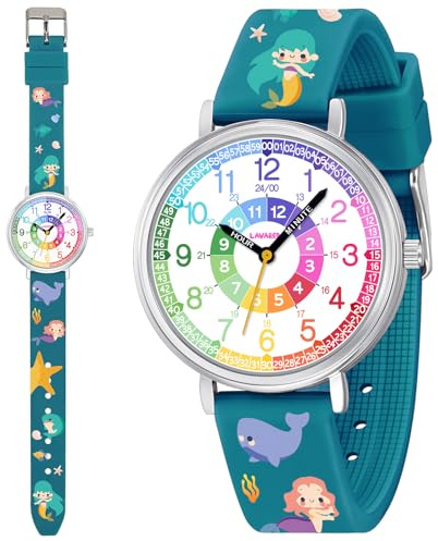 Time Teacher Kids Waterproof Analog Watch, Easy-Read Dial, Ages 3-12
