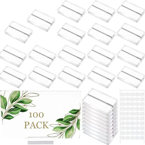 Xafrstyu 9 x 5 cm Clear Acrylic Place Cards, Rectangle Acrylic Name Card Plate, Wedding Table Seating Chart Cards for DIY Guest Name Signs Number Wedding Table Decor (100)