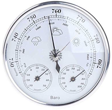 UNbit Traditional Barometer Dial Type Barometer Household Weather Station Barometer Thermometer Hygrometer Wall Hanging (Color : B)