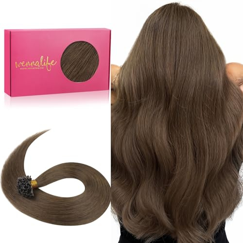 WENNALIFE Bonding Echthaar Extensions, 35cm 50g 50s Echthaar Extensions mit Keratin Bondings, U Tip Hair Echte Haare Extensions, Invisible Extensions Echthaar