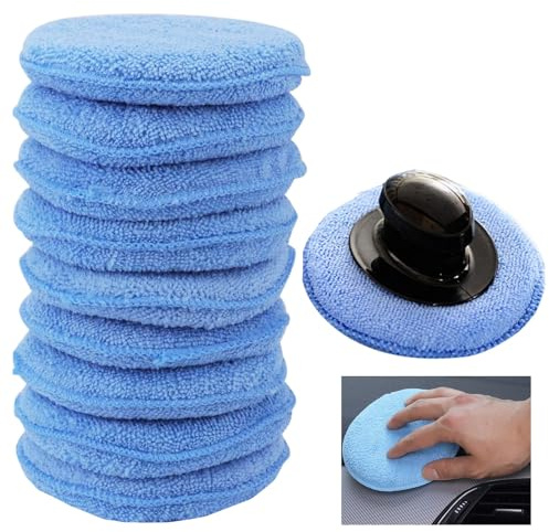 Applicatore in Cera in Microfibra, 10 Pezzi Pad Applicatore Auto, Pad di Applicatore Automatico, Tamponi Applicatori Cera Auto, pad di Lucidatura, Per la Pulizia di Autoveicoli, Blu