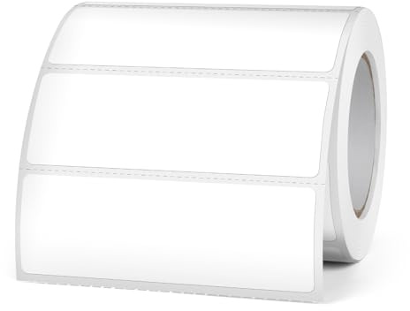 FINDAT Vita rektangulära termiska etiketter 76 x 25 mm fyrkantiga vinylklistermärken vattentäta multifunktionella självhäftande avtagbara namnbrickor för kontor affärer lager 500 st