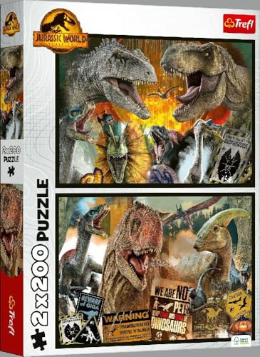 Trefl - Puzzle 2x200 Teile, Die prähistorische Welt, Jurassic World | Für Kinder und Erwachsene ab 10 Jahren, Set mit zwei Puzzles, Märchenfiguren, hohe Qualität, kreative Unterhaltung