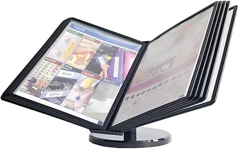 Desktop-Referenz-Organizer – Katalog-Präsentationsständer, mit 10 doppelseitigen Taschen, Desktop-Referenz- und Anzeigesystem, 20 Blatt Kapazität, schwarzer Rahmen, Referenz-Organizer im A4-Format
