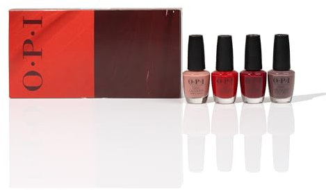 OPI Nail Lacquer Cult Classics Collection - Including You Don't Know Jacques, Malaga Wine, Barefoot in Barcelona & Big Apple Red® - 4 x 15ml