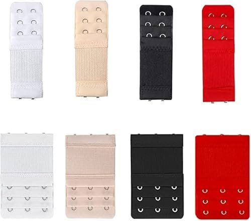 PacuM Women's Bra Extenders 4 Pcs Bra Extensions 2 Hook and 4 Pcs Bra Extensions 3 Hook Elastic Extender Set Stretchy Bra Strap Strapless Underwear - Skin, White, Black, Red