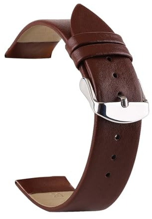 WENH Klocktillbehör Ultratunt topplager Nålmönster Läderarmband 12mm 14mm 16mm 18mm 20mm 22mm 24mm(Brown,24mm)