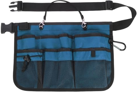 sourcing map Oxford Waist Tool Apron 13x9 Adjustable Garden Tool Belt Bag Work Apron with 6 Pockets for Men and Women Woodworking Pouch, Dark Blue