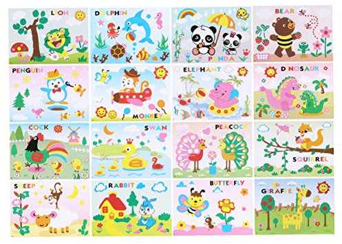 KONTONTY 16packung Mosaiksticker Eva Aufkleber Für Junge Mädchen Bastelbedarf DIY Stickerkunst Lernspielzeug Umweltfreundlich Hand-Augen-koordination Heimspielzeug Kindergartenaktivitäten