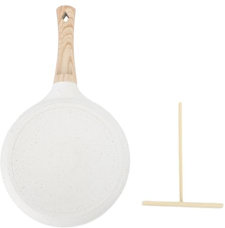TOPINCN Crepe Pan with Spreader, Crepe Pancake Pan Nonstick Flat Skillet Aluminium Alloy Frying Pan Egg Omelet Pan Tortillas Frying Pan Multifunctional Griddle Pan Tortilla Egg Pan