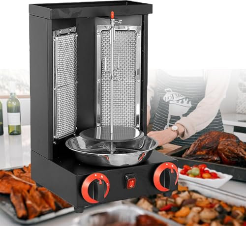 Máquina de shawarma con asador Giratorio Vertical, máquina para Doner Kebab, máquina de Parrilla para shawarma de encimera para reuniones Familiares en restaurantes, Negra, 220 V