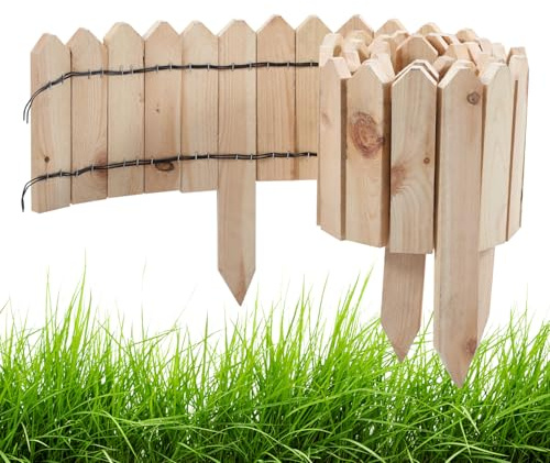 Gimisgu 200 x 30 cm Rasenkante Beeteinfassung, Flexibler Rollborder, Wetterfeste Gartenpalisade, Rasenkantenband als Gartenzaun für Beete & Rasen, Natürliche Gartendeko,Natural