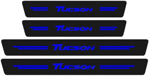 KLHYWEN 4 Piezas Película Protectora para Umbral de Puerta de Coche para Hyun-dai, Pegatina de Decoración para Estribos de Fibra de Carbono de contra Arañazos,Tucson Blue