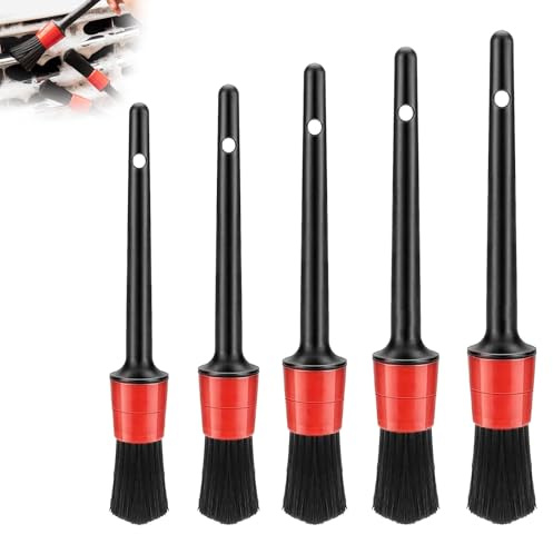 SOGHO Detaillierungsbürsten Set,5 Stück Detailing Pinsel,Pinsel Autoreinigung,Reinigungspinsel,Reinigungspinsel Auto,Auto Pinsel,Felgenpinsel,Für Reinigung Von Auto Innen, Emblemen, Lüftungsschlitzen