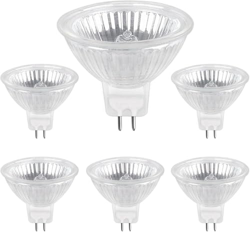 6 x Luxsa Lighting MR16 Halogen Spotlight Bulbs 12V GU5.3 20W Dimmable, 205LM Warm White 2700K, GU5.3 Halogen Bulb 2 Pin for Track Lighting, Recessed, Exhibition, Pack of 6