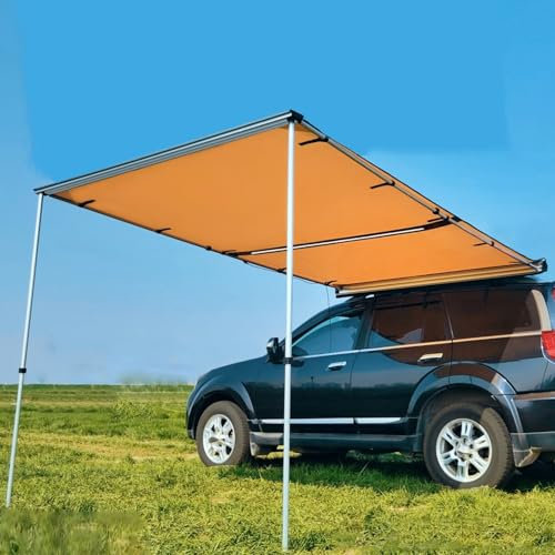 GBPLDMAQ Toldo para Coche Parasol y Resistente a la Lluvia, Tela Oxford 420D con PU de 2000mm, Toldo Camper con Barra de Luz LED, Estructura de Aleación de Aluminio, Fácil Almacenamiento