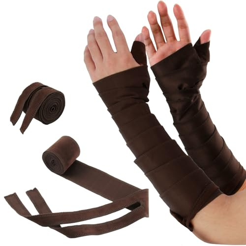 1 Paar Braune Handgelenkschützer aus Wildlederimitat,Mittelalterliche Handschützer Renaissance Kunstleder Armschützer LARP Halloween Cosplay Kostüm Zubehör Renaissance Armschienen (Braun, Regular)