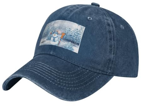 OTTKGGA Baseballkappe mit Schneemann, Cowboyhut, modisch, gebogene Krempe, verstellbar, Outdoor, Sport, Einkaufen, Camping, marineblau, Einheitsgröße