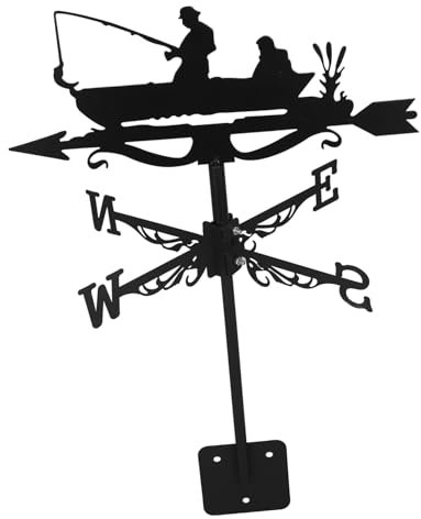 iplusmile Girouette Pêcheur Métal Girouette Décorative pour Jardin Et Terrasse Mesure Direction Vent