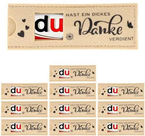EOAMGO 10pcs Dankeschön Geschenke Klein - for Duplo Chocolate, Du hast ein dickes Danke verdient, Danke verdient Geschenke für Schokolade Verpackung Hülle Filz Chocolate Bar Gift - Without Duplo