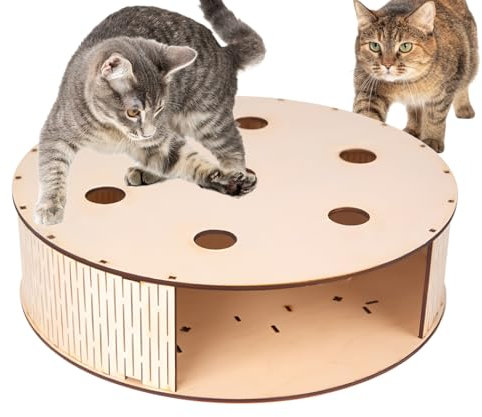 Senermter Interaktives Katzenspielzeug,Interaktives Holz Puzzle Fangbox Spielzeug Für Katzen - Spielzeug Zur Geistigen Förderung Haustierzubehör Für Wohnzimmer Boden Balkon Schlafzimmer & Draußen