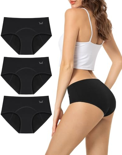 TANSTC Culotte Menstruelle Coton Slip Femme Fille Anti-Fuite Protection Périodique Lavables, Lot de 3