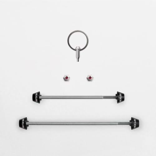 Hexlox Achsen Set zur Sicherung der Laufräder – Diebstahlschutz für Vorder- und Hinterrad, inkl. 2X 5mm & Schlüssel, für Schnellspanner an MTB, Rennrad & Citybike (Schwarz)