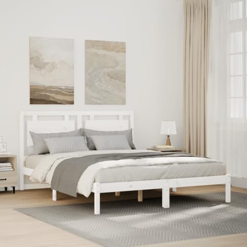 Teenpull Massivholzbett Extra Lang, Weiß, 140x220 cm, aus massivem Kiefernholz, mit Lattenrost und Kopfteil, ideal für erholsamen Schlaf und Stauraum im Schlafzimmer