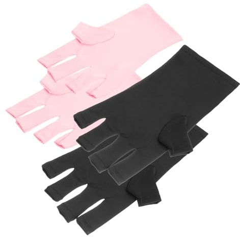 WEKADRIN de Guantes de Manicura Protección UV de Poliéster sin Dedos 2 Pares y Ajuste Cómodo para Rutina de Manicura y Arte de Uñas