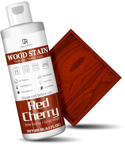 Tinte Para Madera, 250ml Acuosa Mate Colorante Per Legno, Secadora De Manchas De Madera RáPida, Bajo Olor, Adecuado Para Muebles Interiores Y Exteriores, Puertas Y Ventanas, Paredes (Cereza roja)
