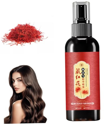 Spray de croissance des cheveux renforce et restaure la santé du cuir chevelu Spray de noircissement des cheveux au safran Essences plantes biologiques Laque pour hommes femmes, sérum croi