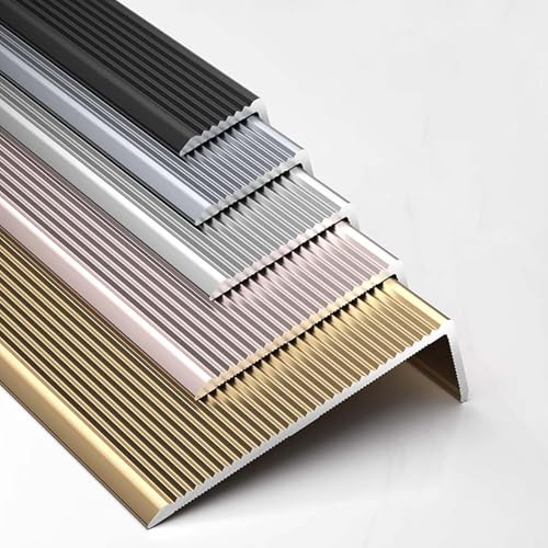Profilo Antiscivolo per Gradini 130cm, Protezione per Bordi di Scale in Alluminio per Esterni Interni, Profilo Angolare a Forma Di L 3/4,5/6/8/10cm(Zwart,130x6x4cm)
