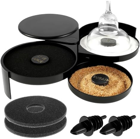 Margarita-Salt Rimmer Glass Bar Rimming Station Home Lime Juice Sugar Salt Box Spice Container for Cocktails Seasoning Board for Bar Clubs