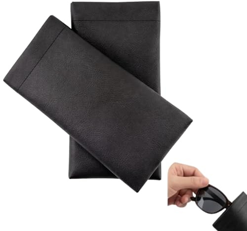 Yowfond 2 fundas de gafas de sol de piel sintética – su elegante protección: impermeable, resistente a los arañazos y perfecto para viajes (negro)