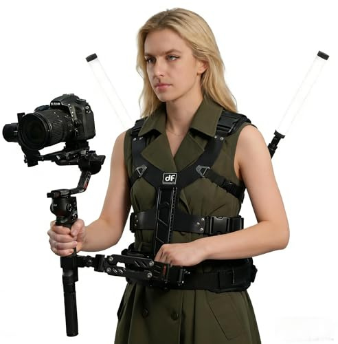 DF DIGITALFOTO THANOS X Gimbalstödsväst med V-Mount Batteri/Trådlös Sändare Utvidgningsplatta för Video Live Streaming, Kompatibel med DJI RS2/RS3/RS4/RS4PRO etc.