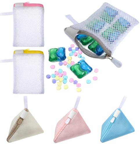 XLIUAX 6 Stück Mini Mesh Wäschenetze, Kleine Mesh Taschen Dreieck Anti Haft Wäsche Pod Taschen Quadratische Reise Polyester Aufbewahrungstasche für Duftperlen Waschmaschine