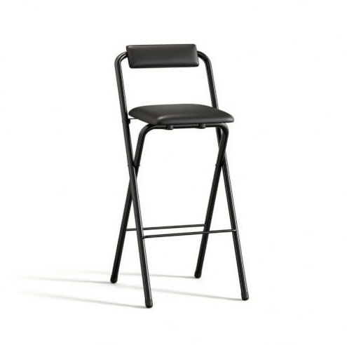 predolo Sgabello Alto Pieghevole con Schienale Compatto Sgabello da Bar Pieghevole con Schienale Robusto Mobile per Bancone, 70cm, Nero