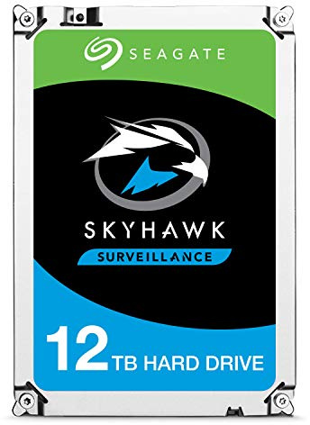 Seagate 12 TB SkyHawk 3.5 Inch Internal Hard Drive for 1-64 Camera Surveillance Systems (256 MB Cache, Up to 220 MB/s, Model: ST12000VXZ008/VX0008)