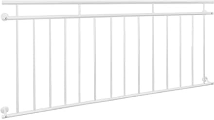 ECD Germany Balustrade Française 90x184 cm avec 14 Barreaux de Remplissage, Blanc Mat et Rugueux, Acier peint par Poudrage, Garde-Corps de Balcon, Grille de Sécurité Extérieure Fenêtre, Rambarde