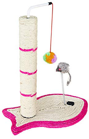 KUANDARYJ Mehrschichtig Katzen Kratzbaum Klein mit Katzenspielzeug Sisal Katzenkratzbaum Kratzsäule Katzentreppe für Katzen Kätzche Plüschball Spielzeuge Höhe 45 cm Stark tragen, Pink
