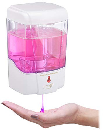 Relaxdays Seifenspender automatisch, Infrarot Sensor, nachfüllbar, abschließbar, Volumen 700 ml, Wandseifenspender, weiß