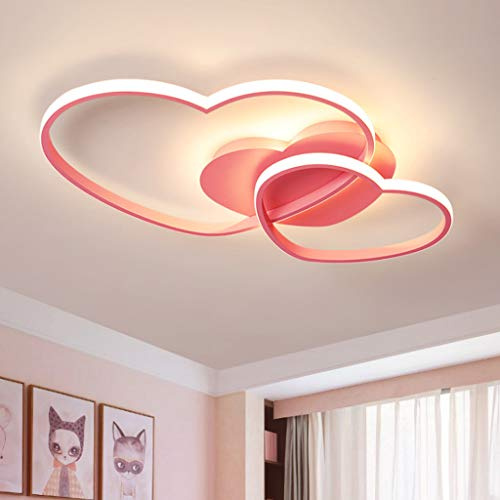 LED Deckenleuchte Dimmbar Kinderzimmerlampe Junge Mädchen Schlafzimmer Deckenlampe 40W Mit Fernbedienung Liebe Herz Design Acryl Metall Deckenbeleuchtung Für Esszimmer Decke Leuchte Deckenlicht,Rosa …