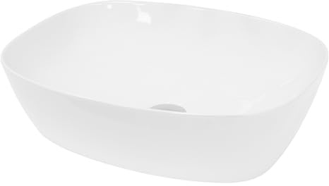ECD Germany Waschbecken Waschtisch 505 x 385 x 135 mm aus Keramik Weiß Aufsatzbecken Aufsatzwaschbecken Handwaschbecken Aufsatzwaschtisch Spülbecken Becken Wasserfall Waschschale Waschschüssel