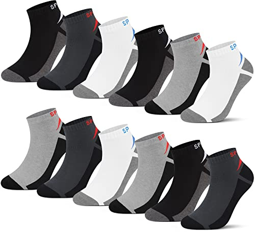 L&K 12 Paar Herren Sneaker Socken Baumwolle Sportsocken atmungsaktiv 2121